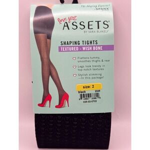 Love Your Assets Spanx Shaping Tights Textured Wish‎ Bone Black Size 2 NWT
